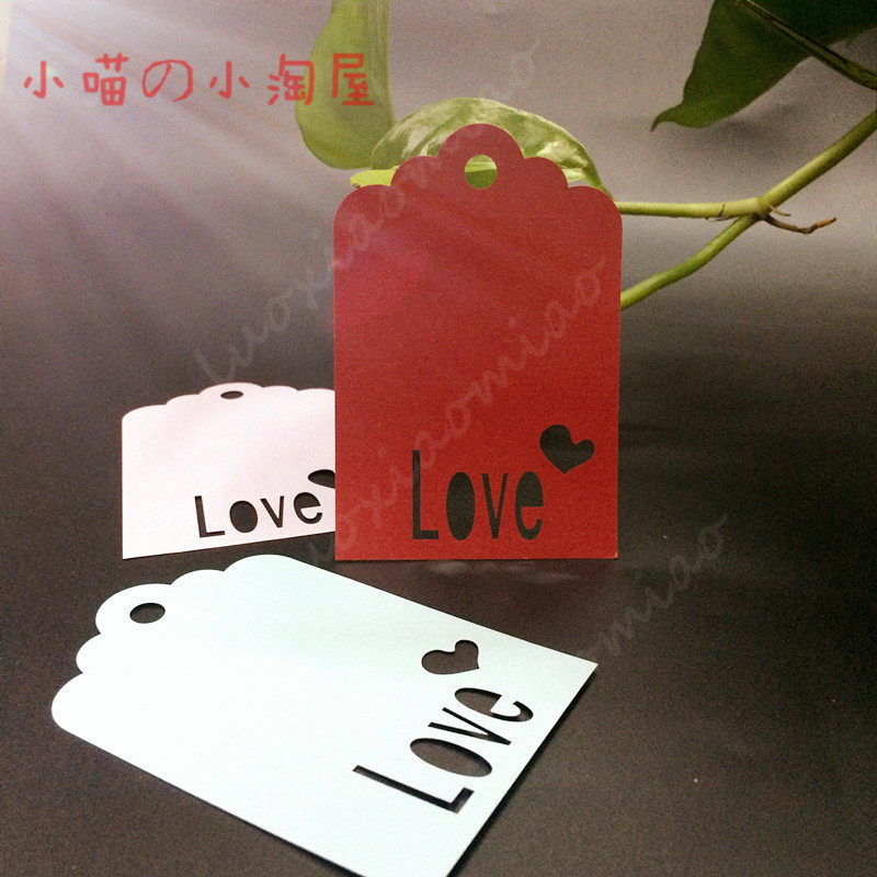 50张爱心DIY书签卡留言卡许愿卡红酒吊卡空白卡吊牌节日会展装饰