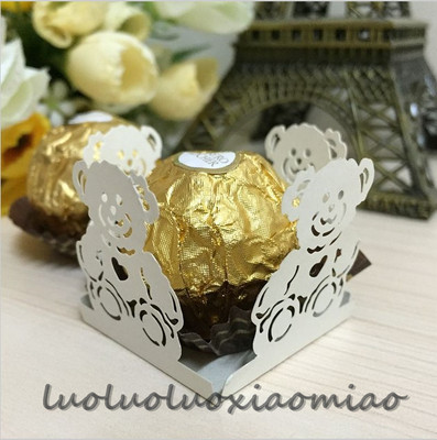 【50个】镂空小熊外围巧克力纸托迷你蛋糕纸垫马卡龙包装纸盒装饰