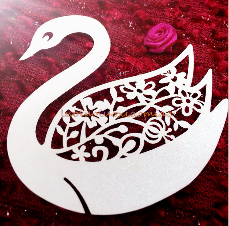 纸杯蛋糕围边配套用装饰 天鹅杯卡插卡 婚礼酒杯装饰卡片 50张/包