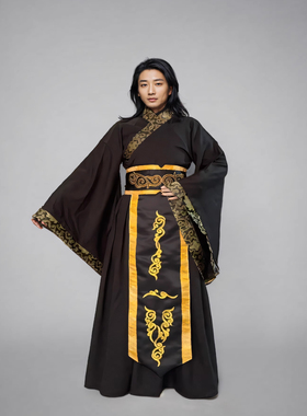 古装男汉服古代皇帝服装黑色龙袍cos帝王角色扮演秦始皇话剧服饰