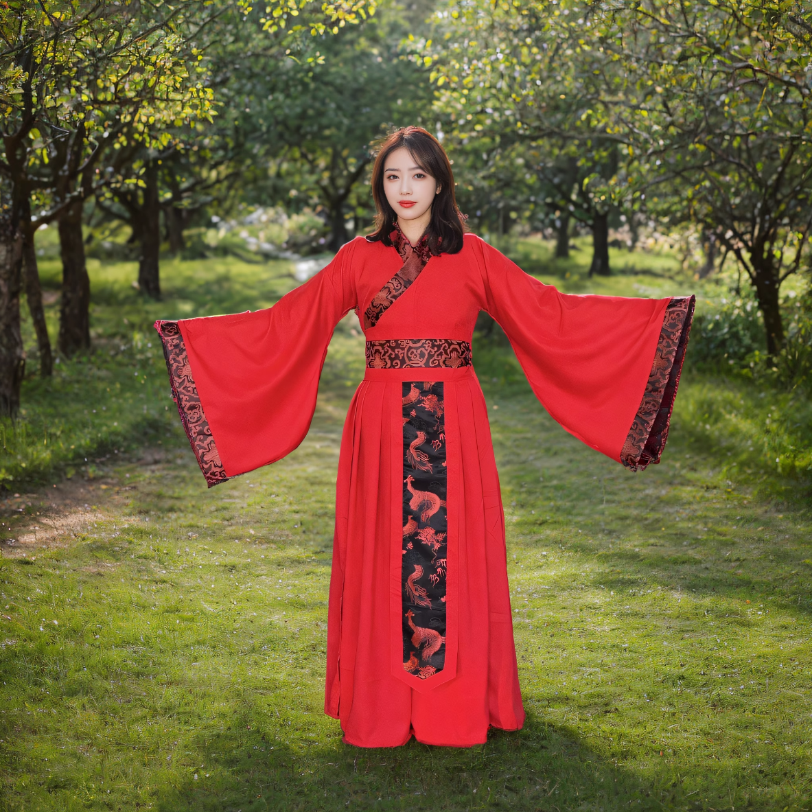 古装汉服武则天女皇朝服男帝王龙袍宫廷皇后贵妃汉式新娘喜婚服红