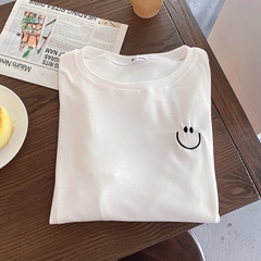 Real shot real price spring new Korean loose white T-shirt with broken bottom