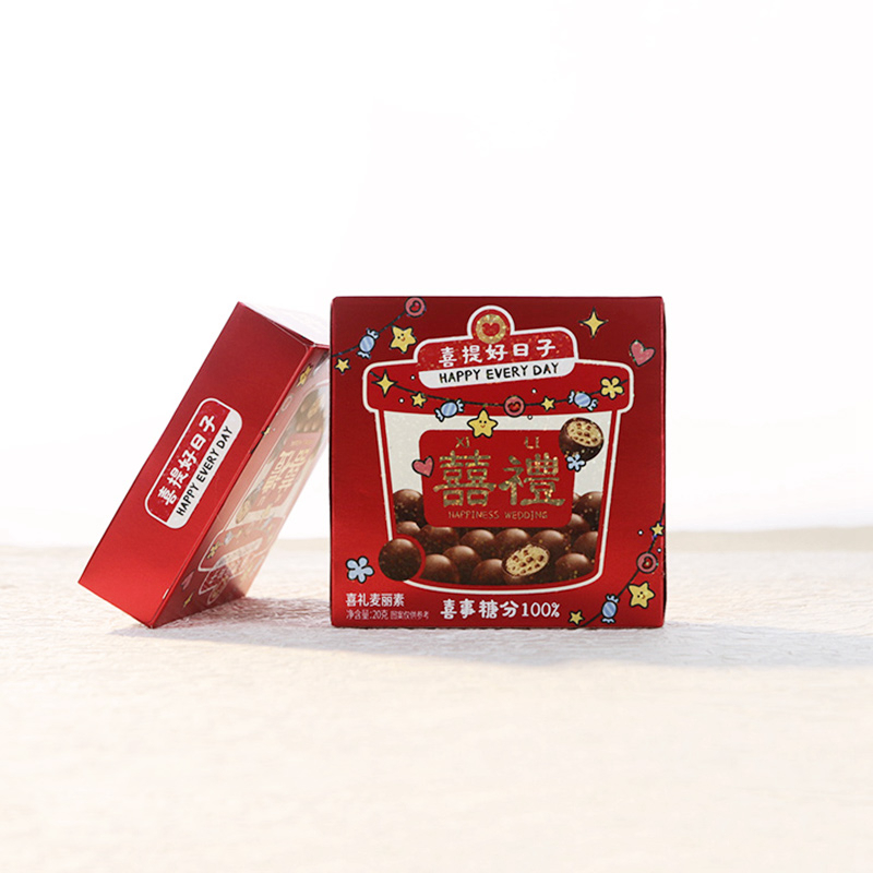彩虹日记ZD73喜礼麦丽素巧克力订婚结婚伴手礼红正方盒20g/约8粒