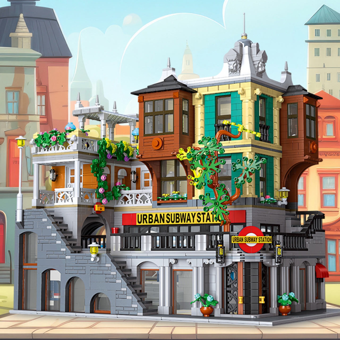 城市地铁车站建筑积木拼装玩具