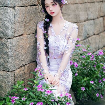 傣族服装簪花旅拍服女套