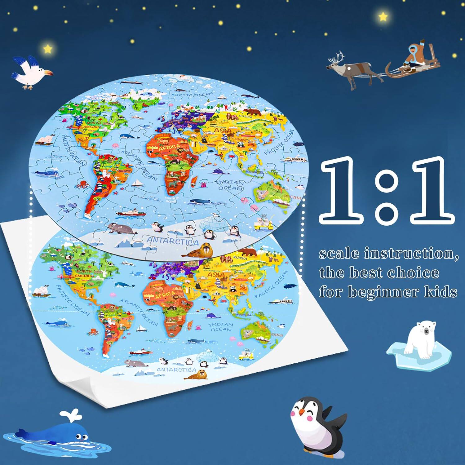World Map Puzzle for Kids Ages 4-8 Jigsaw Toy - Taobao product photo 4