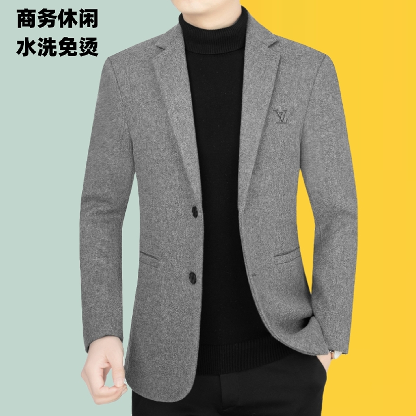 啄木鸟男士外套西服春秋款2025新款中青年商务休闲宽松小西装秋装