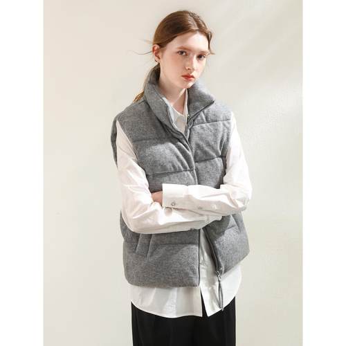 100%羊毛针织95白鹅绒羽绒服马甲加厚秋冬女毛呢外套上衣米可帛恩