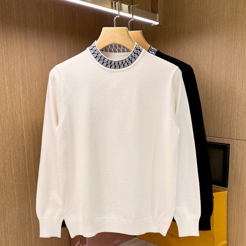 针织衫圆领拼色螺纹毛衣轻奢复古