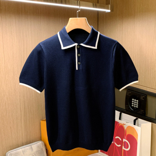 夏季短袖蜂窝针织肌理polo衫透气