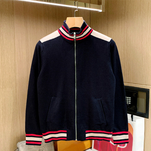 开衫针织衫半高拉链撞色毛衣外套