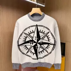 European Style Trendy Compass Jacquard Sweater for Men, 2025 New Winter Thickened Warm Knit Top for Men