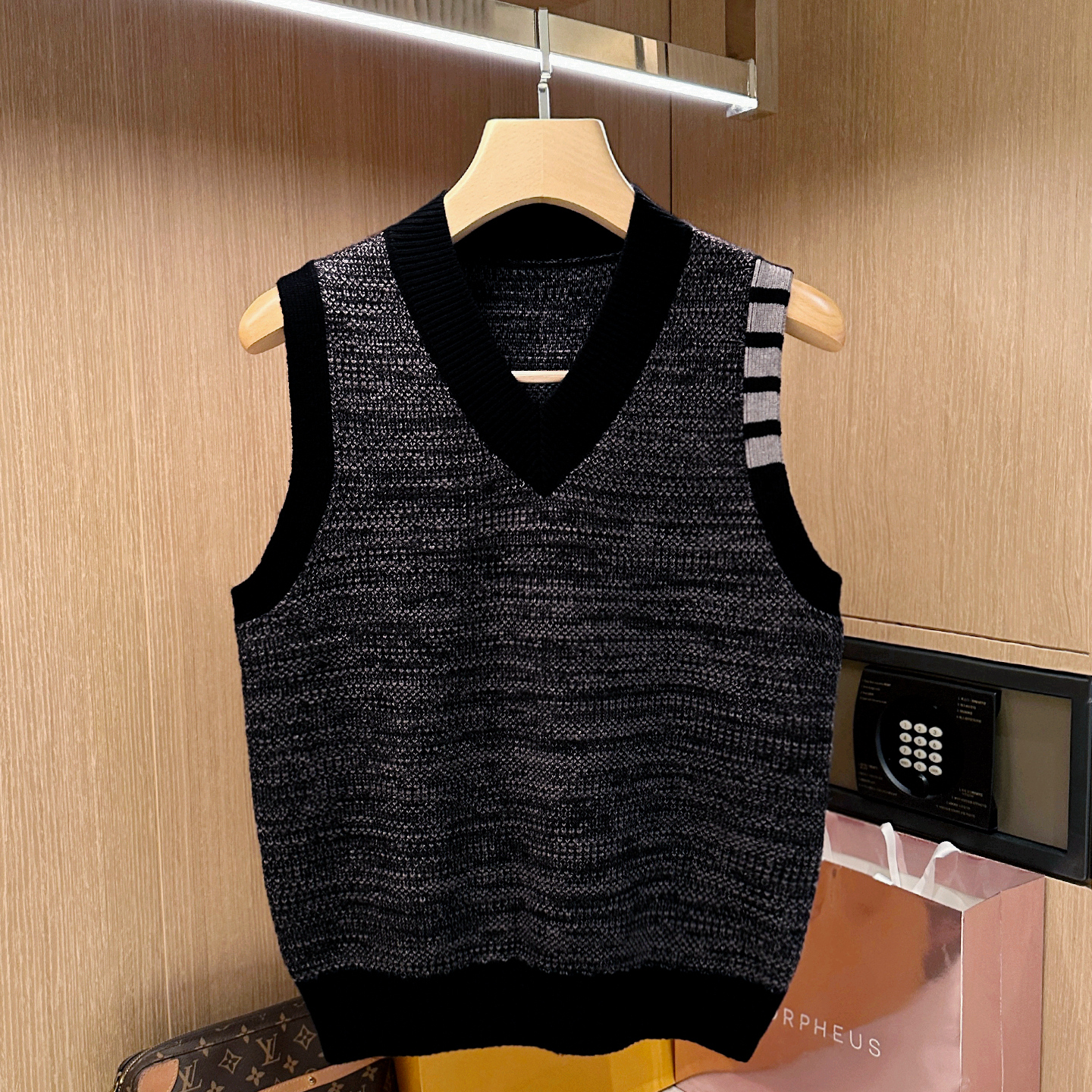 修身秋冬套头潮流拼色针织衫背心