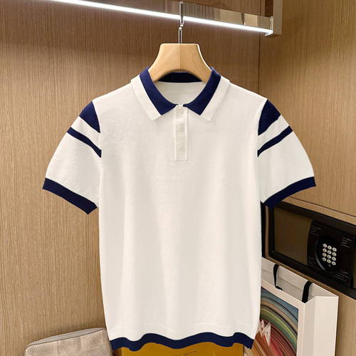 夏季短袖休闲日常拼色polo衫高级