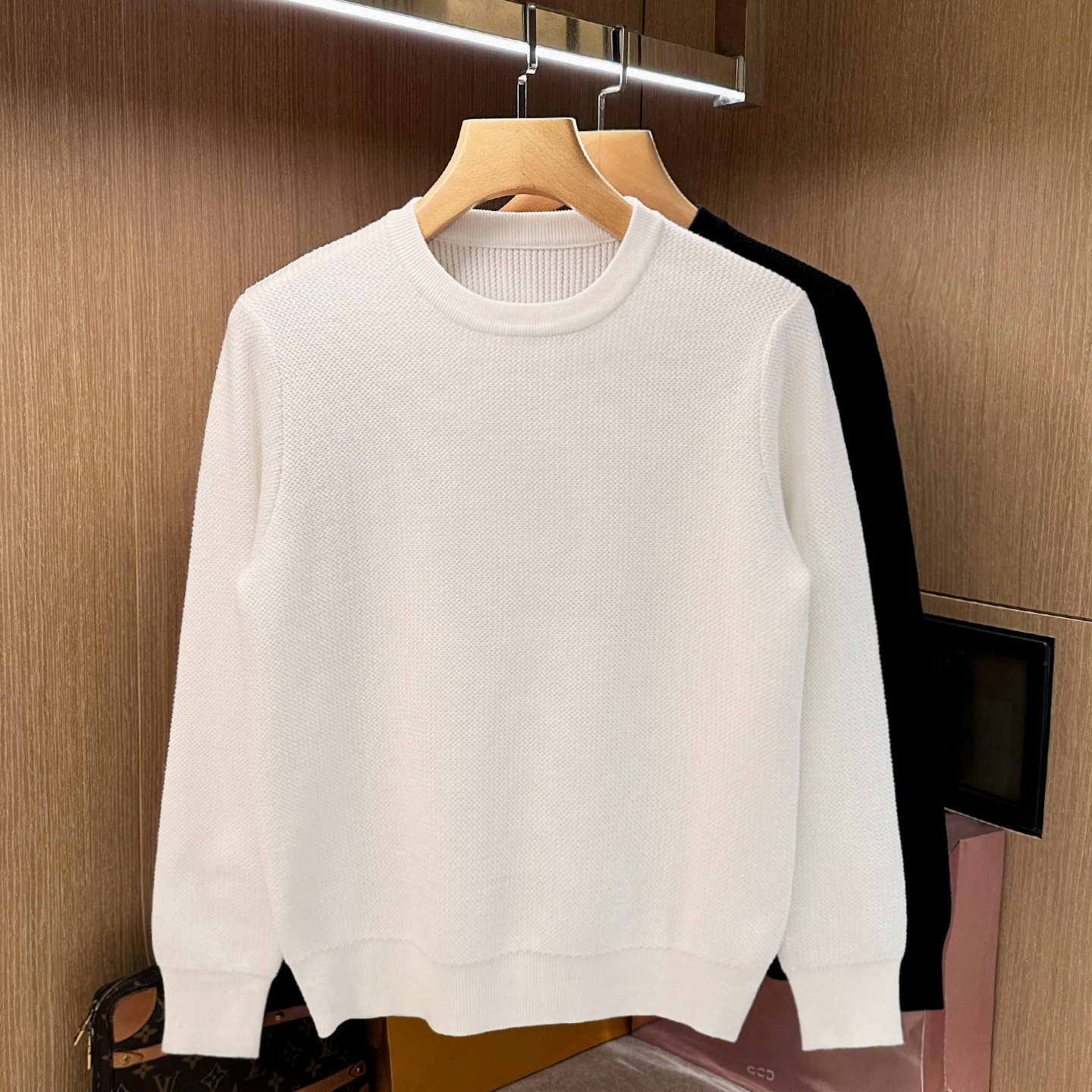 套头针织衫圆领蜂窝肌理毛衣高端