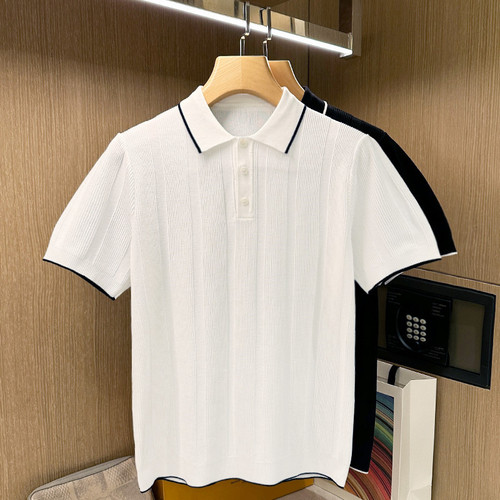 夏季短袖商务针织肌理polo衫高级