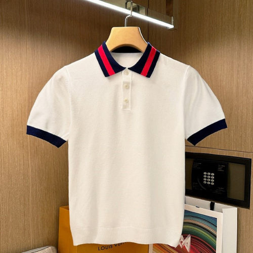 夏季短袖休闲拼色翻领修身polo衫