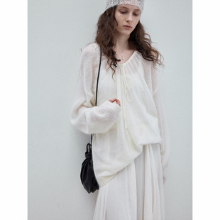 马海毛毛衣女2025秋季轻薄套头慵懒风针织宽松显瘦仙气上衣防晒