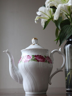 胖兔美家出口单欧式复古玫瑰花描金陶瓷大茶壶咖啡壶水壶