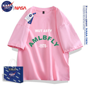 潮流打底 NASA联名夏季 t恤男韩版 短袖 百搭青少年五分袖 情侣大码