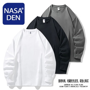 纯棉纯色白色内搭打底衫 春秋季 圆领卫衣男 t恤男女款 280g重磅长袖