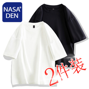 美式 内搭衫 重磅纯棉短袖 简约纯色上衣服情侣五分袖 T恤男女款 夏季