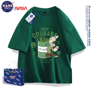 简约休闲宽松内搭印花t T恤男女款 NASA联名2026年夏季 重磅纯棉短袖