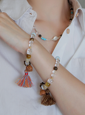 升级版福禄财| 新中式水晶木制手串流苏坠 S925银配