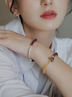 新中式原创设计红运当头石榴石手链叠戴S925银转运精致高级感