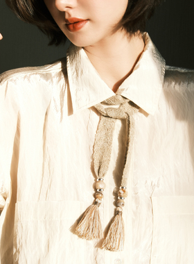 波西米亚风玛瑙围巾项链复古高级感手工编织毛衣链原创设计