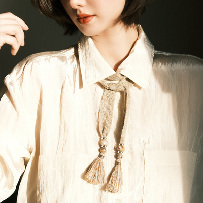 波西米亚风玛瑙围巾项链复古高级感手工编织毛衣链原创设计