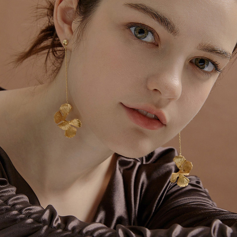 韩国dana burton灌木长链摆动耳环 金属质感耳坠