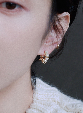 【高定款】缠绕螺旋设计优雅款耳环 S925银绕珠珠个性款耳针防敏