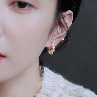 【高定款】缠绕螺旋设计优雅款耳环 S925银绕珠珠个性款耳针防敏