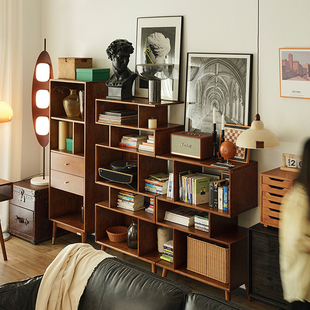 实木书架北欧隔断柜屏风储物架置物架办公室简约现代家用客厅书柜