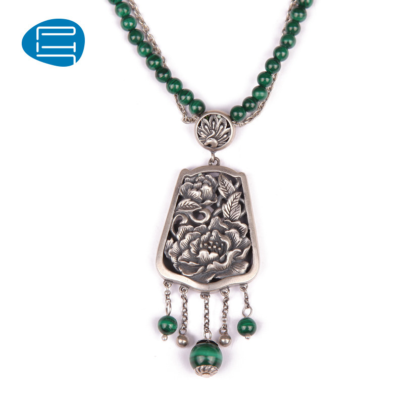 PH7 凤穿牡丹系列 凤游丹亭孔雀石毛衣链925银项链在类目 饰品/流行首饰/时尚饰品新, 项链中 - 来自Buy2taobao.com提供专业的淘宝代购服务
