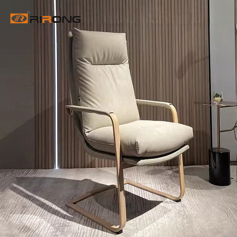 真皮弓型固定扶手会议椅