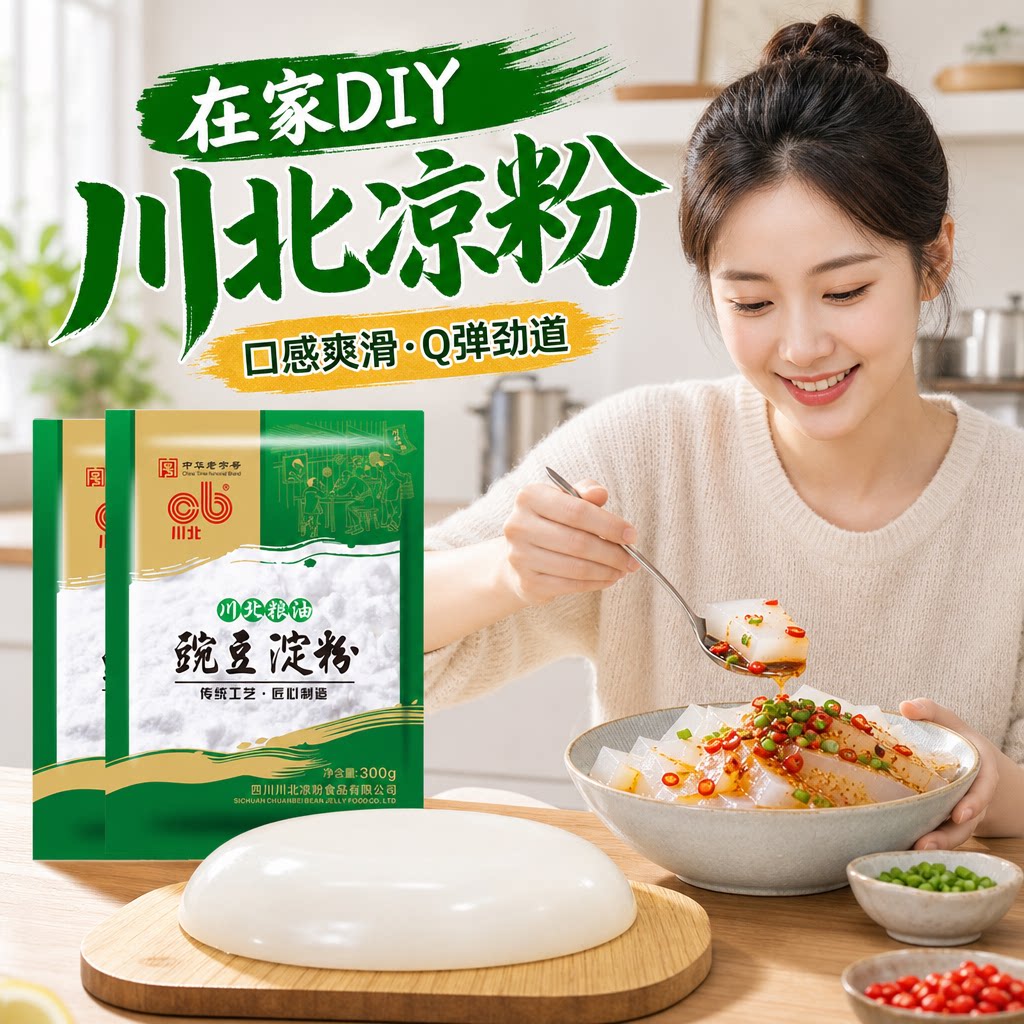 四川南充正宗川北凉粉纯豌豆粉贵州白淀粉专用粉伤心凉皮锅盔原料图片