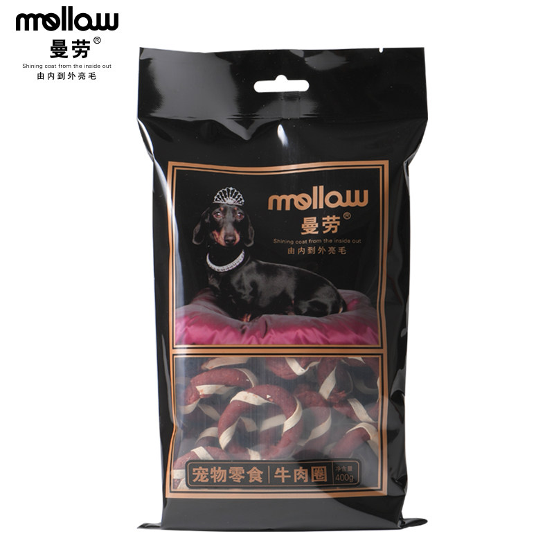 曼劳狗狗训练奖励零食泰迪柯基犬耐咬宠物狗狗零食曼劳牛肉圈400g