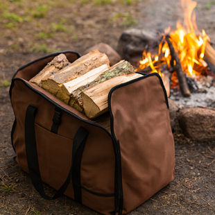 新款柴火收纳袋加厚帆布耐磨大容量手提便携户外露营木柴收纳袋