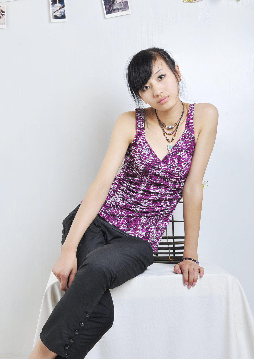 AnnTaylor LOFT女士紫色春夏V领散摆带衬双层尼龙网纱小背心欧码S