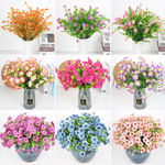 仿真尤加利茶花紫罗兰牵牛花塑料假花束花槽花坛装饰室内插花摆件