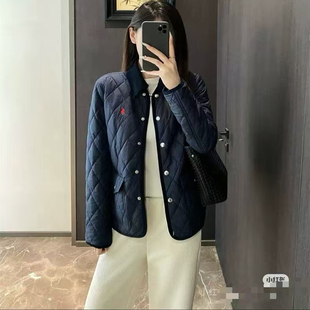 纯原欧货 小马刺绣灯芯绒饰边绗缝谷仓夹克棉服 秋冬保暖显瘦外套