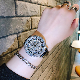 超闪个性 概念五芒星镶钻大表盘非机械旋转表女 时来运转手表男时尚