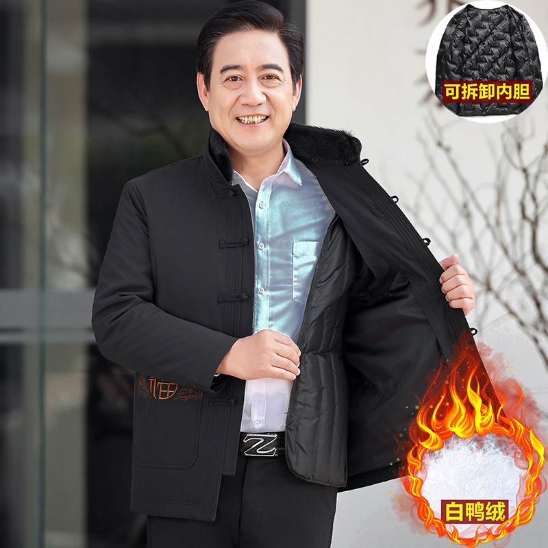 中国风中老年加厚羽绒服唐装外套