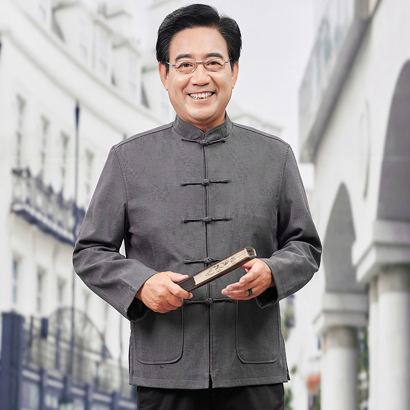 中国风中老年春秋唐装男外套