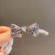 紫色水晶蝴蝶结弯型边夹女时尚 韩版 东大门新款 气质侧边碎发一字夹