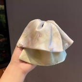 淡雅清新淡绿油画扎染裙摆高马尾夹女时尚 精致后脑勺盘发发抓发卡