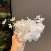韩式 纯欲风白色绢纱花瓣边夹女高级感气质甜美侧边个性 边夹发饰