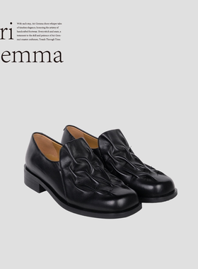 Ari Gemma｜雕塑师·经典舒适新款进口牛皮手工厚底褶皱乐福鞋